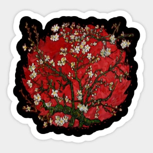 Van gogh abstract Daisy with red Background Sticker